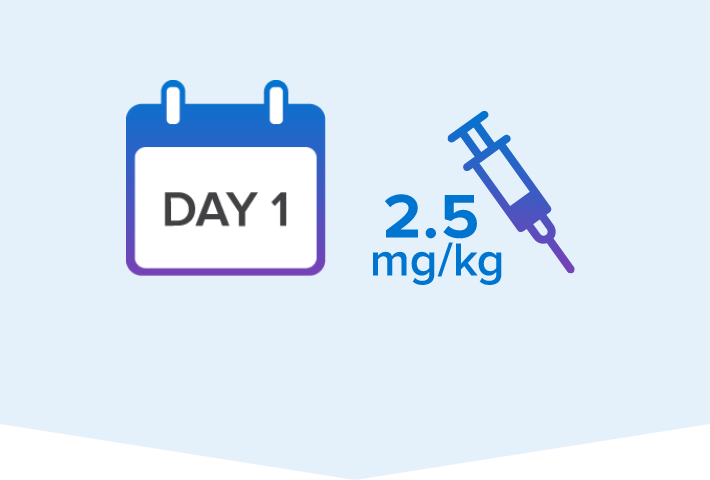 Day 1 calendar icon and 2.5 mg syringe icon